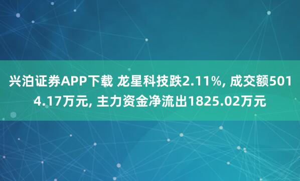 兴泊证券APP下载 龙星科技跌2.11%, 成交额5014.17万元, 主力资金净流出1825.02万元